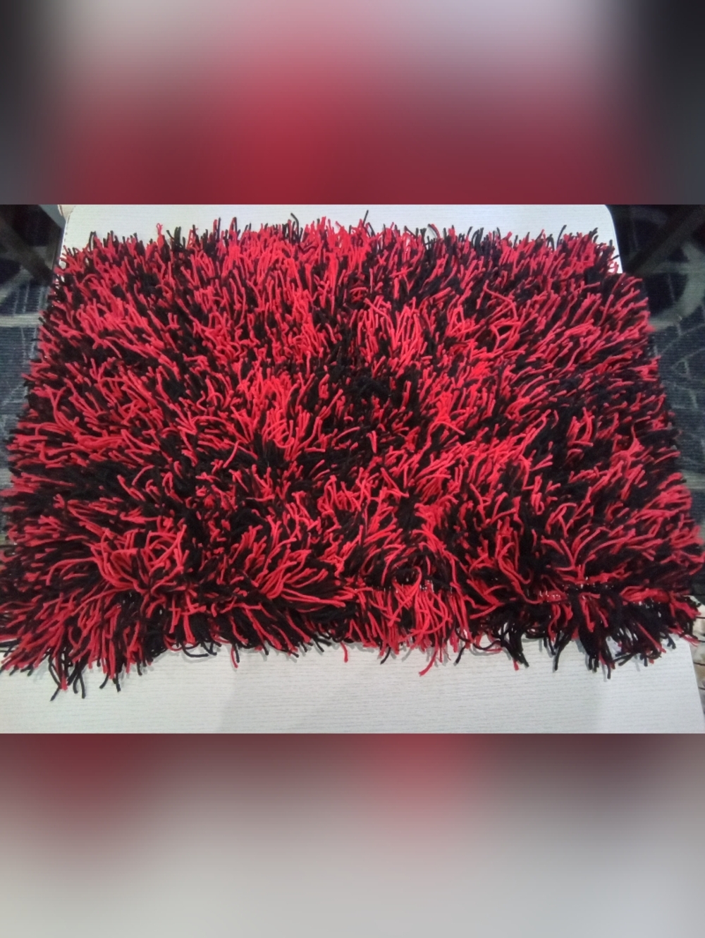 Red and Black Shag Accent Rug